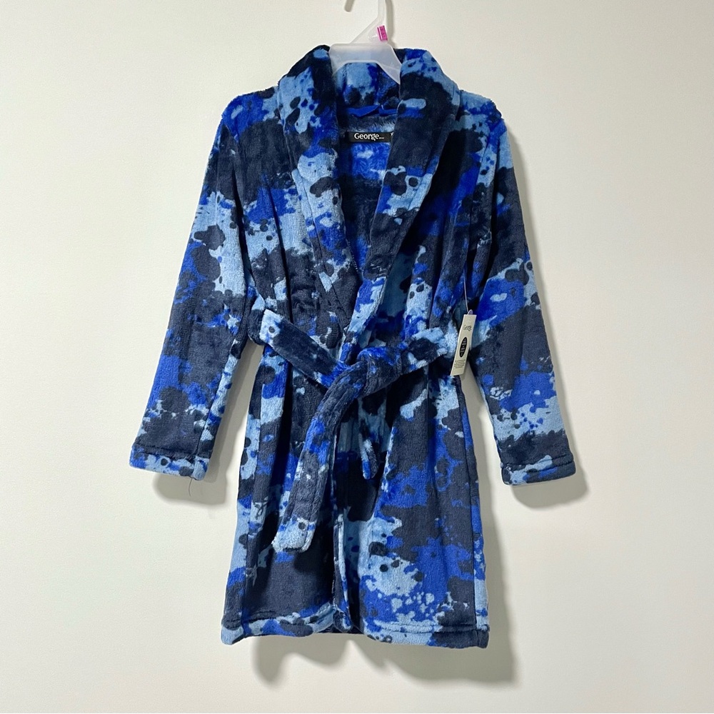 🟡2/$30 NEW George Only Chill Vibes Blue Camo Robe (size XS)